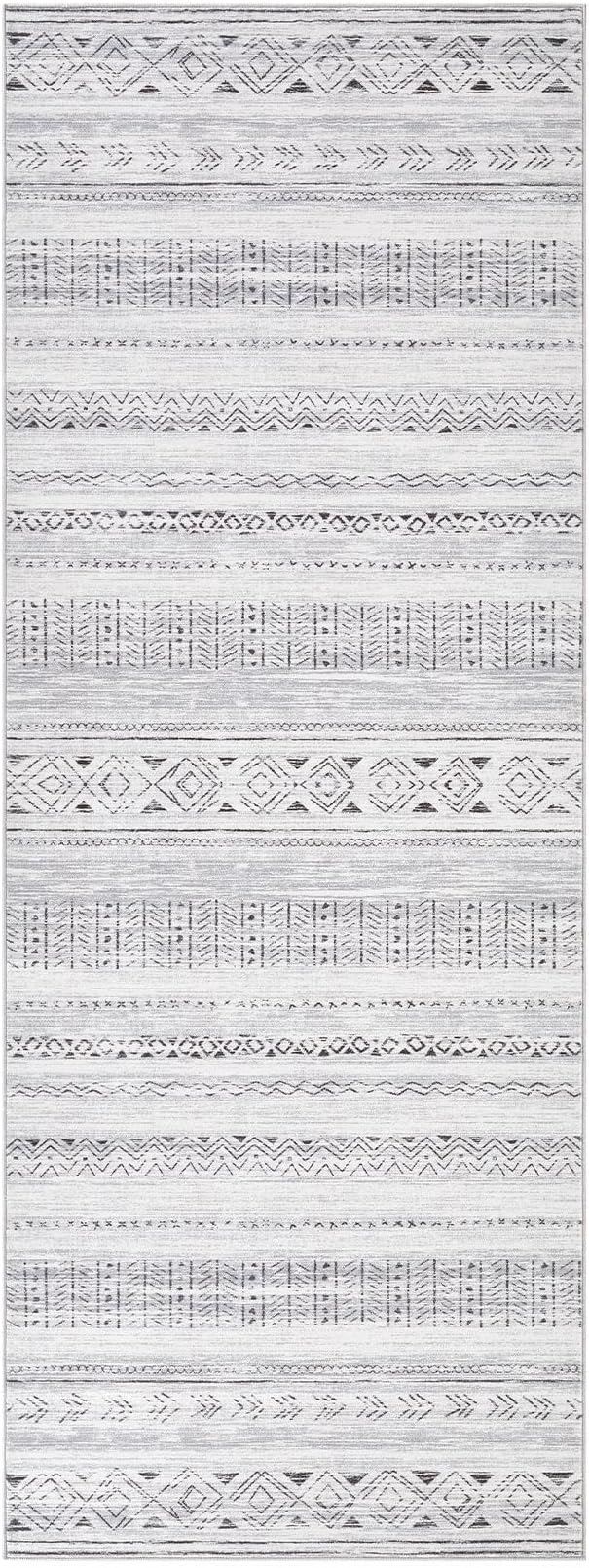cotiled Hallway 3x12 Runner Rugs: Washable Boho Rugs with Non Slip Backing Large Soft Indoor Stain Resistant Carpet for Living Room Bedroom Farmhouse Dining Room Lightweight Home Decor Dark Grey