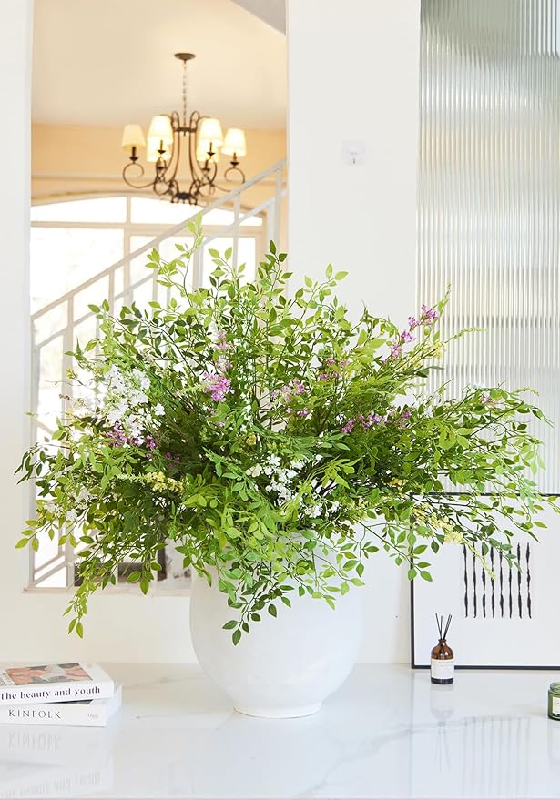MISSPIN Artificial Flowers with Greenery Stems Faux Plants Indoor Branches for Tall Vase Ultra-Realistic, 12 Pcs Wedding Centerpieces, Home Decor & DIY Bouquets