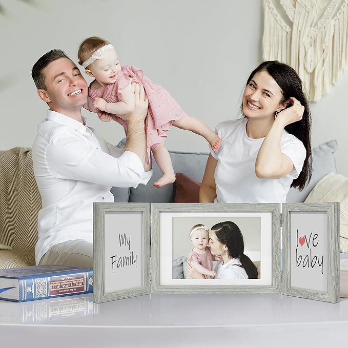 Afuly Bilderrahmen Collage Holz Grau 3 Bilder für 13x18 und 10x15 Fotos Mehrfach Fotorahmen Rustikal Deko Family Hochzeit Geschenk für Oma Mum Mutter Freund