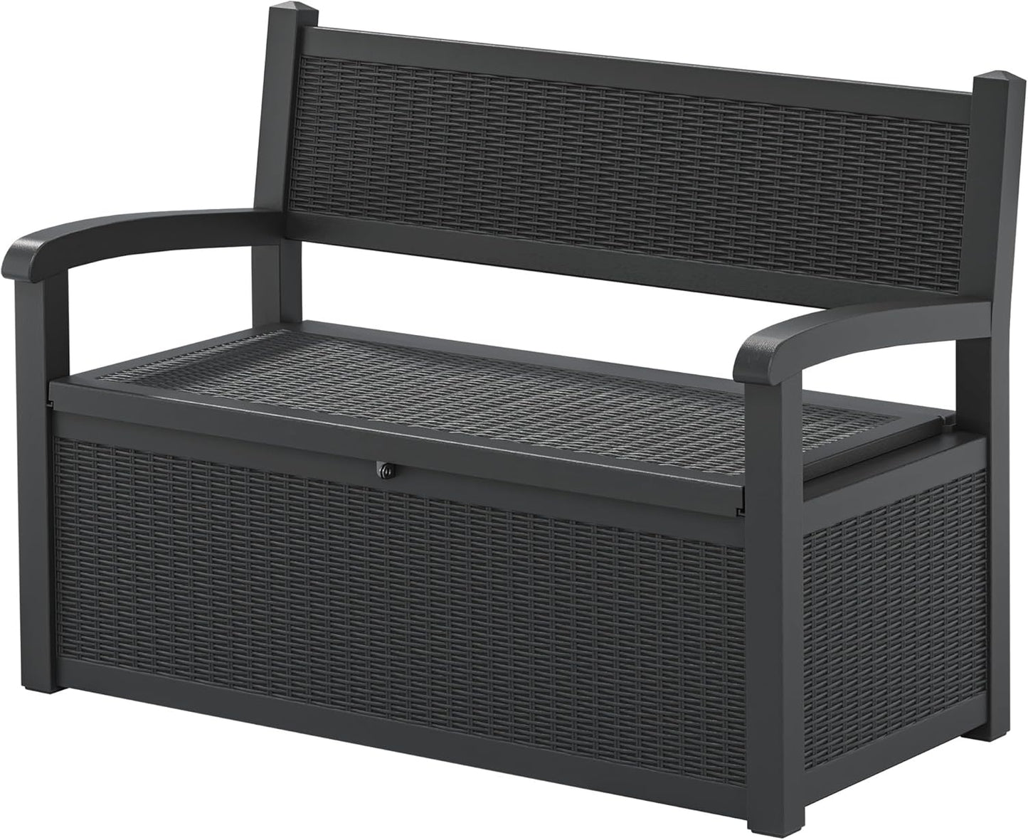 70 Gallon Storage Bench Deck Box for Patio Furniture with Armrest Bench Outdoor Storage