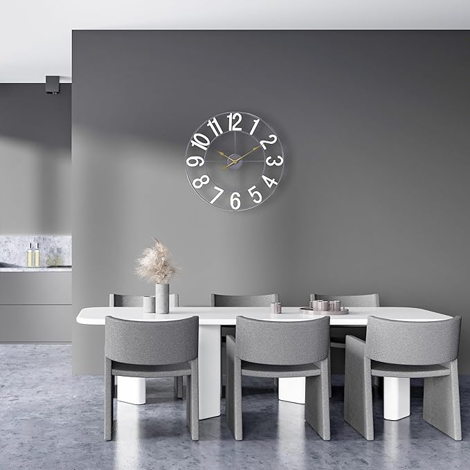 Sorbus Large Wall Clock for Living Room Decor - Wall Clock for Kitchen - 16 inch Big Wall Clock Decorative - Metal Wall Art - Analog Large Clock for Bedroom, Home, Kitchen, Office, Wall Decor (White)
