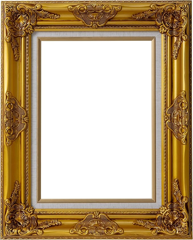 Classic Gold Vintage Picture Frames, Antique Ornate Gallery Wall Frame, Poster Frames for Canvas Painting, Artwork, A4 or 8.25x11.75 Frames without Acrylic Glass and Backing