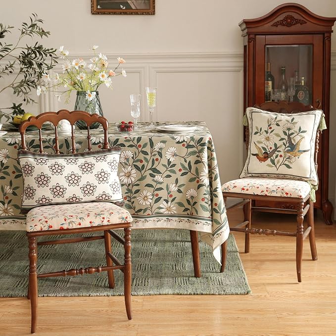 ISAENNE Vintage Linen Rectangle Throw Pillow Cover,Set of 2,20"x12"-Brune D | Designer French Elegant Pillow Cover,Concealed Zipper Design,Floral Pattern,Sofa,Bedroom,Living Room,Lounge Chairs