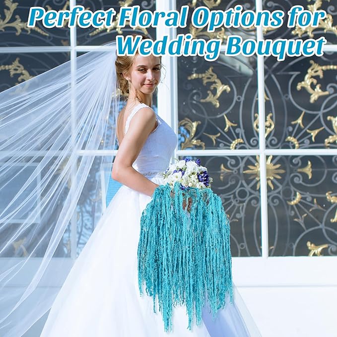 Suncalla 12 Pcs Blue Spring Natural Dried Amaranthus Hanging Flowers Amaranthus Artificial Flowers for Wedding Arch Bouquet Floral Garland Wall Home Decoration (23 Inch)