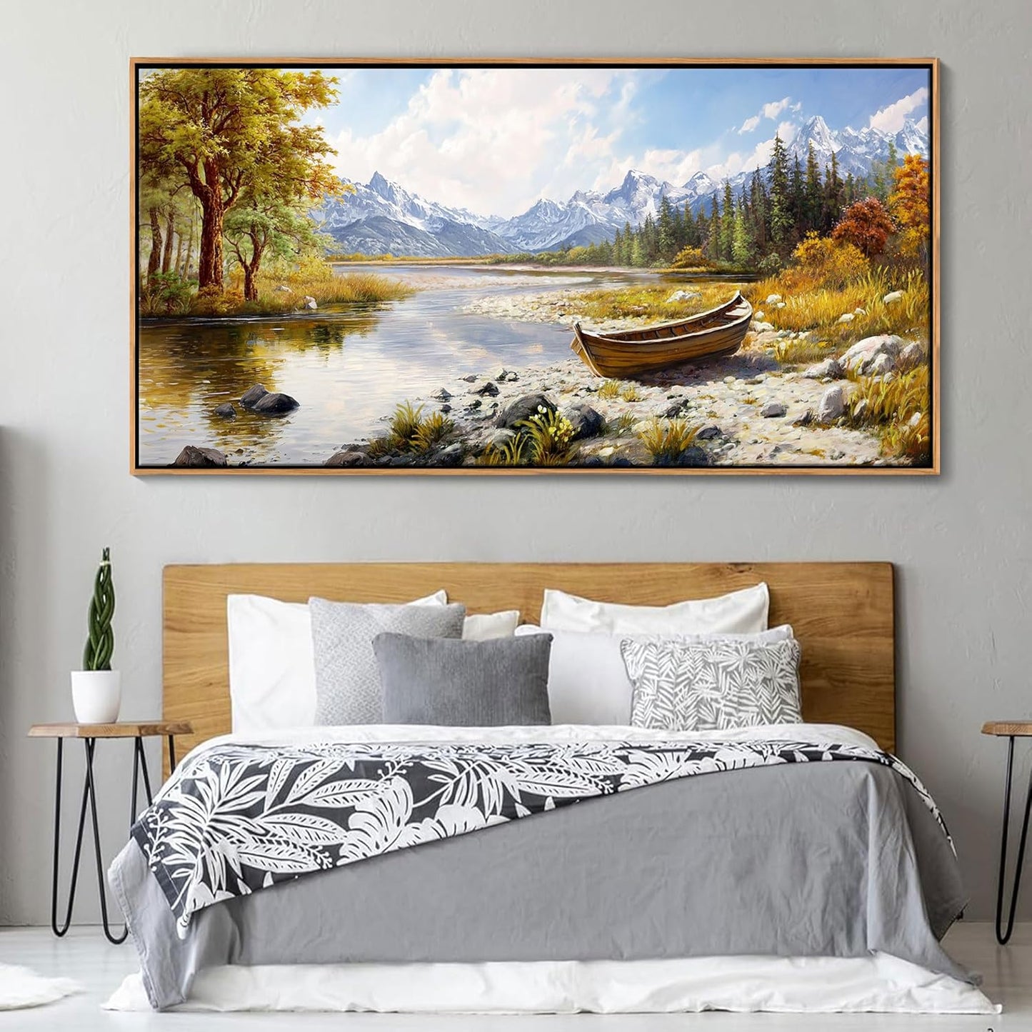 Mofutinpo Mountain Landscape Wall Art - Nature Forest Canvas Art for Living Room, Bedroom & Dining Room - Framed Paintings for Wall Decor - Large Scenic Artwork for Home 29x58IN