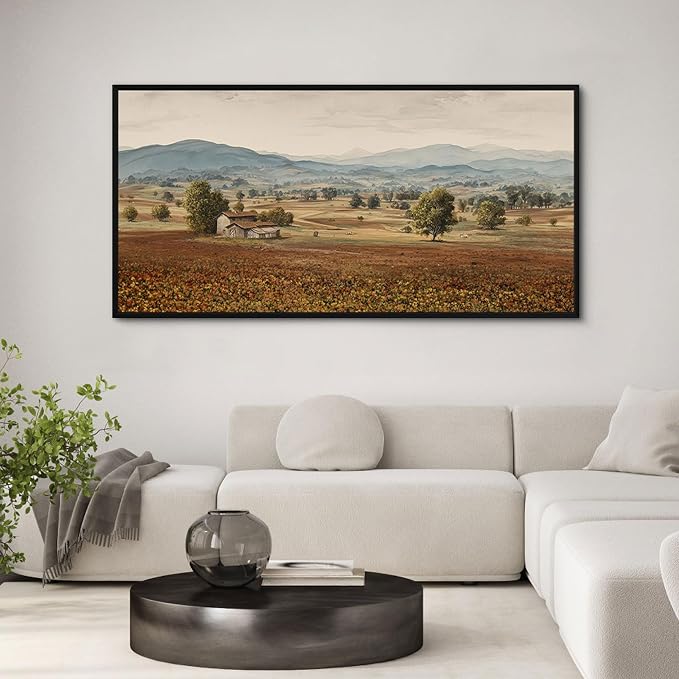 yiijeah Framed Artwork for Walls Extra Large Vintage Nature Earthy Wall Art landscape pictures Canvas Paintings Decor for Living Room Bedroom Entryway 58x29 Inches