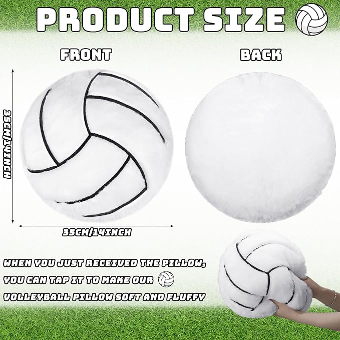 Gerrii 4 Pcs Sports Throw Pillows Basketball Softball Football Soccer Volleyball Tennis Pillow Fluffy Stuffed Plush Cushion Gift for Senior Night Home Bedroom Decor Birthday Present (Volleyball)