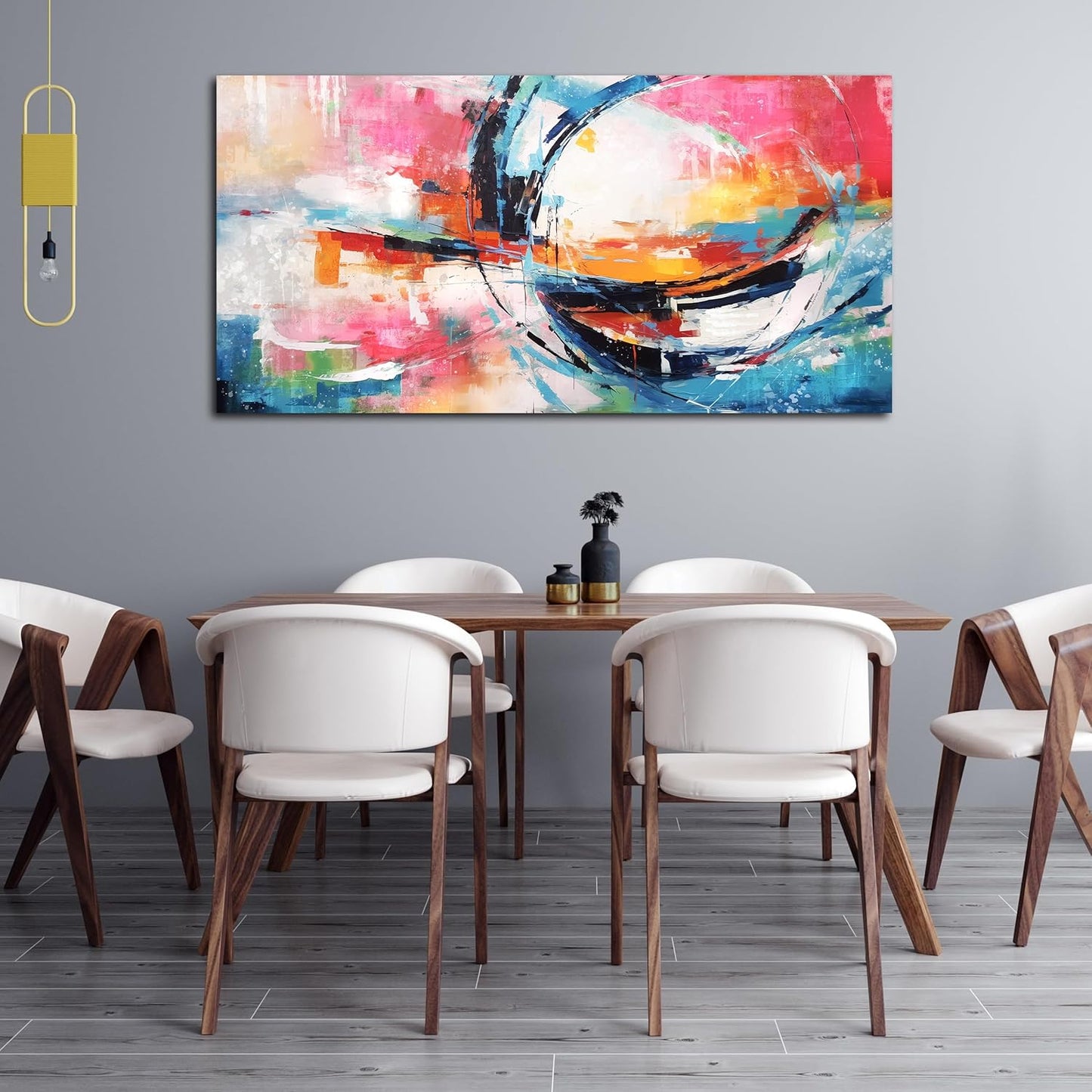 Abstract Wall Art for Living Room, Colorful Canvas Print Painting for Bedroom, Watercolor Picture Artwork Decor, Large Size 59x29 Inches