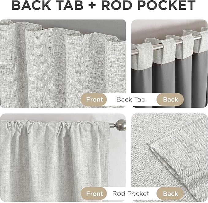 Joydeco Blackout Curtains for Bedroom - 84 Inch Long 100% Light Blocking 2 Panels Set White Drapes, Thermal Insulated Room Darkening Curtains, Linen Textured for Living Room, Rod Pocket & Back Tabs