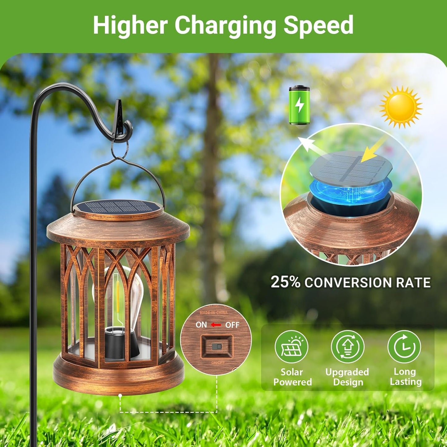 WdtPro Solar Lanterns Outdoor Hanging 6 Pack, Upgraded Bright Lantern Lights Outdoor Waterproof, Solar Powered Lantern Over 12Hrs Solar Lights for Outside Garden Yard Patio Decor (Copper)