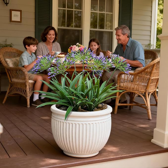 Artificial Flowers Plants for Outdoor Planters 8 Bundles Purple Flower Large Spring Summer 18.9 in Look Real Plasic Plant for Front Porch