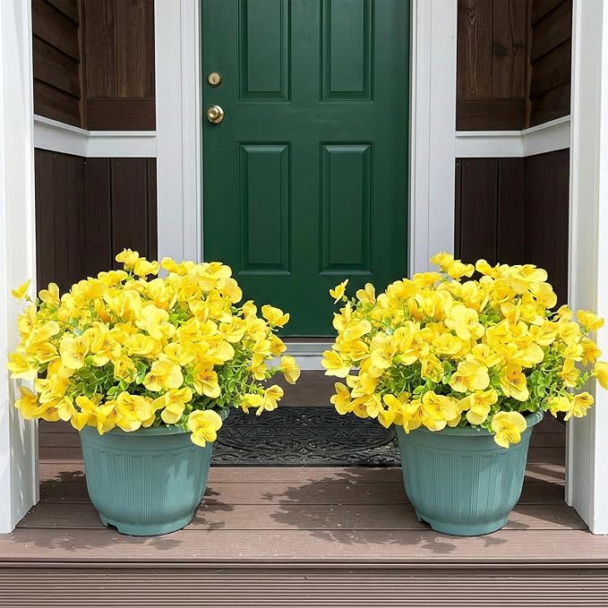 trytuny Artificial Flowers for Outdoor, Realistic Faux Plants for Outside Indoor Porch Patio Window Box Planter Home Decor (12pcs -Yellow)