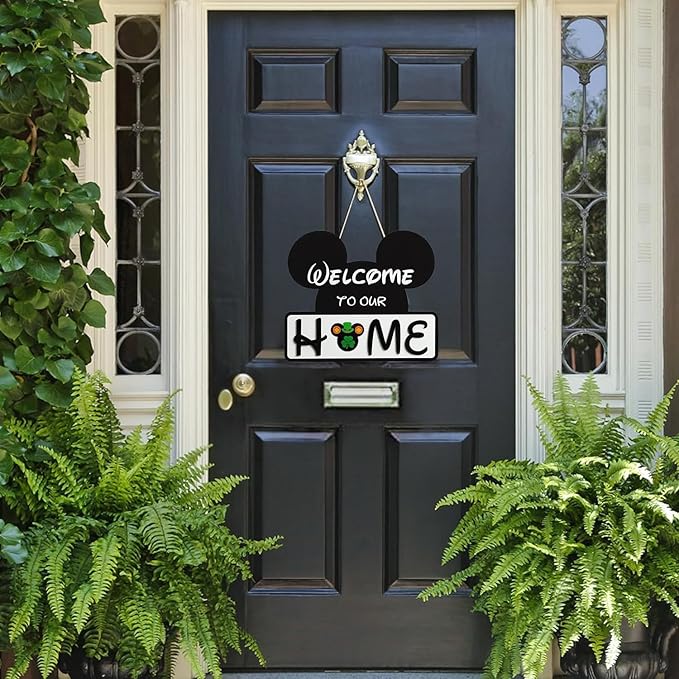 SUPYFD 19Pcs Cute Mouse Interchangeable Seasonal Welcome Door Sign for Front Door Decor, Welcome to Our Home Sign with Interchangeable Holiday Pieces for Farmhouse/Wall/Porch Decor and Housewarming