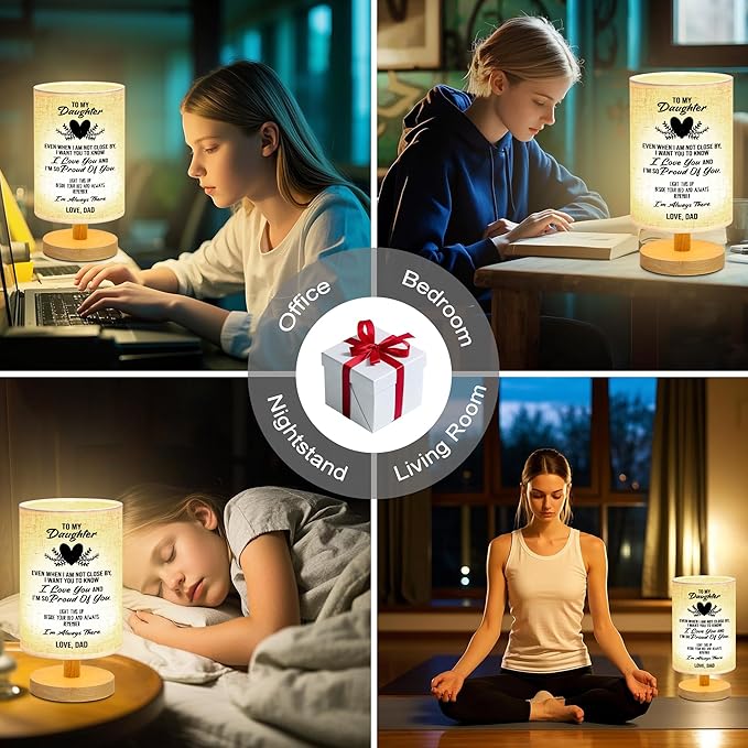 WSYEAR Birthday Gifts for Daughter from Dad,to My Daughter Gifts from Dad- Table Lamp Best Father Daughter Valentines Day Mothers Day Graduation Gifts for Grown Daughter