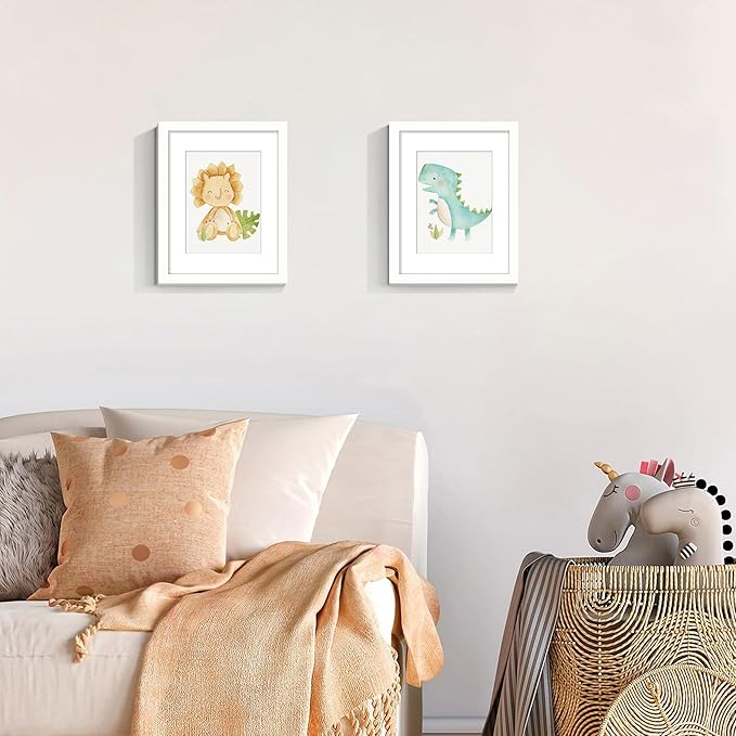 upsimples 8.5 By 11 Picture Frame, Display Pictures 6x8 with Mat or 8.5 x 11 Without, Wall Hanging Photo Frames, White, 1 Pack