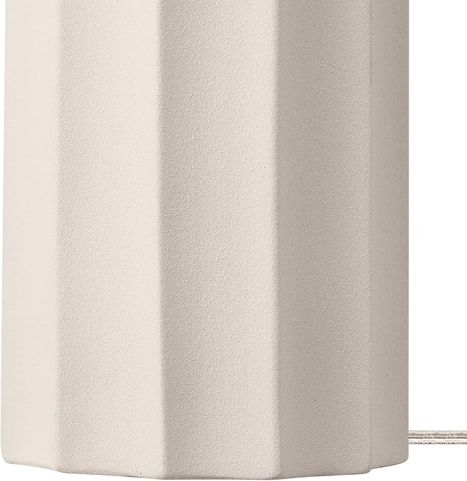 Doris 20" Ribbed Concrete Finish Table Lamp with White Linen Shade