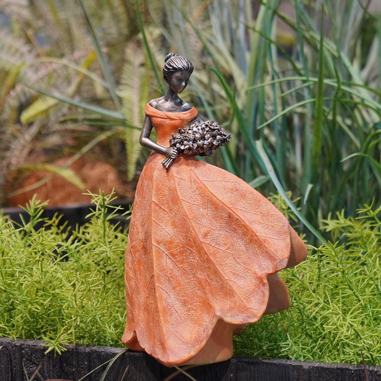 Guichifun Fairy Statue Collection Home Decoration - Orange Leaf Angel Girls Resin Home Decor for Outside or Inside Rustic Garden Outdoor Yard Decorations Figurines Gift 7.5 x 4.5 x 11.5 Inch