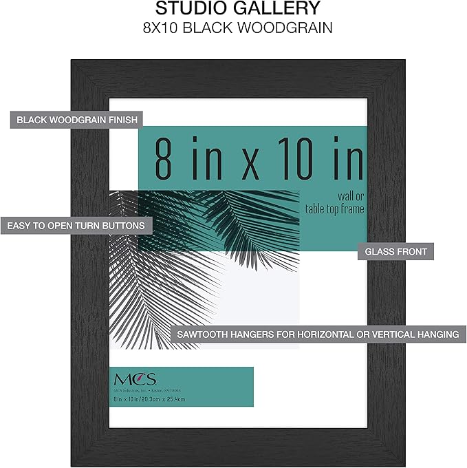 MCS Studio Gallery Frame, Black Woodgrain, 8 x 10 in, Single (Pack of 2)