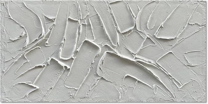 NANKAI Art Hand Painted Thick Texture White Minimalist Oil Painting 24x48 inches Contemporary Art Oil Painting, Home, Office Corridor Wall Decoration Painting