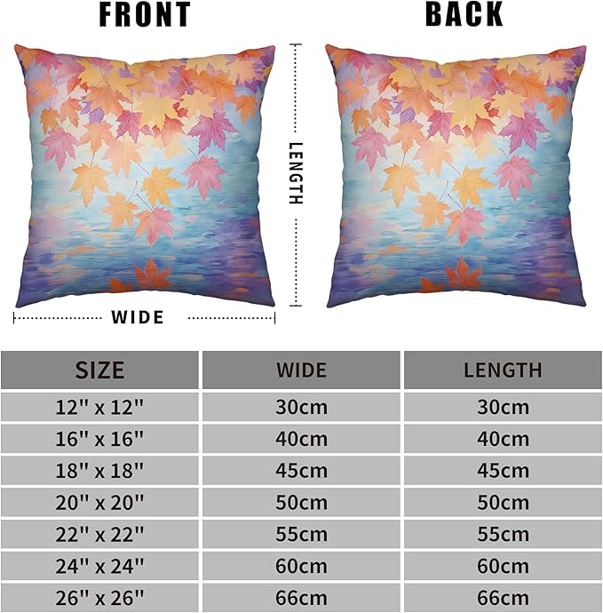 Fall Pillow Covers Maple Leaves Thorw Pillow Covers 20x20 Set of 2 Autumn Maple Leaf Teal Pillowcase Double Sided Printing Cushion Case for Home Decor Couch Sofa