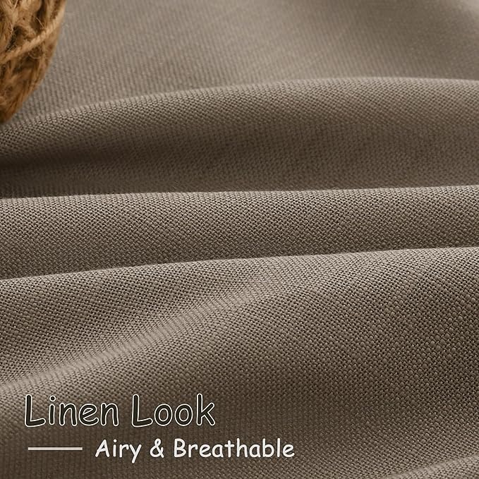 Dark Taupe Linen Curtains 120 Inch Extra Long for Living Room Back Tab Light Filtering Semi Sheer Drapes Modern Farmhouse Boho Decor Cotton Textured Curtain for Floor to Ceiling High Window 52x120