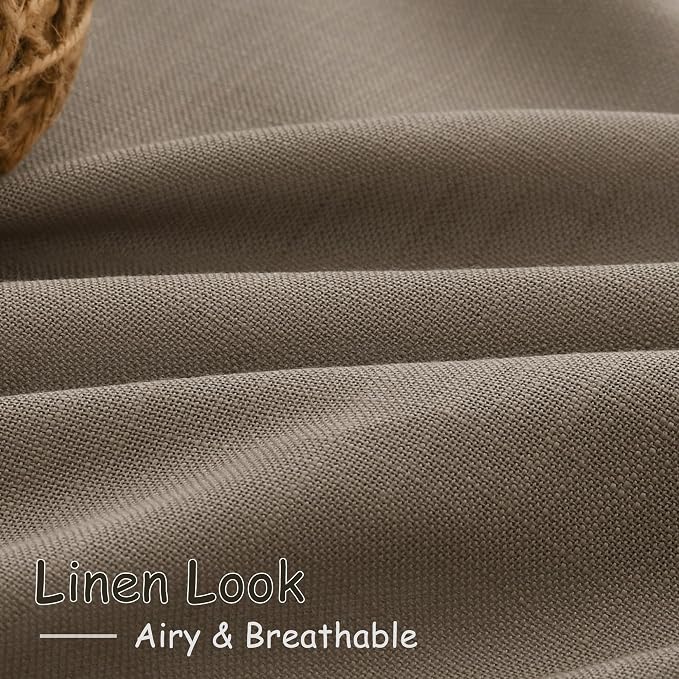 Dark Taupe Linen Curtains 90 Inch Length 2 Panels Set for Living Room Rod Pocket Back Tab Window Drapes Light Filtering Modern Farmhouse Curtain 90 Inches Long for Dining Room Bedroom Nursery 52x90