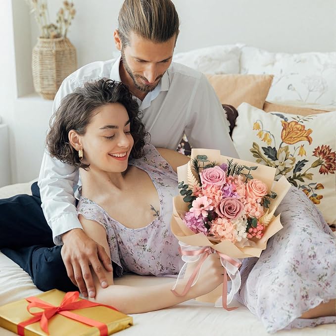 Flowers for Delivery Prime Preserved Flowers Bouquet That Last 3-5 Years Real Forever Roses Bouquet Mothers Day for Mom Mother Women Wife Girlfriend Anniversary Birthday Gifts for Mom(Pink)
