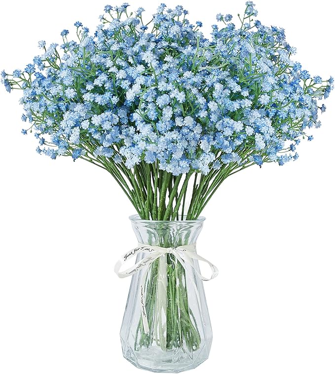LYLYFAN Babys Breath Artificial Flowers,30 Pcs Gypsophila Faux Flowers for Wedding Party Home Garden Decoration Blue