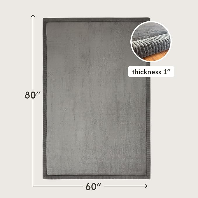 Hakuna Matte CloudSoft Baby Play Mat for Floor 60" x 80" Dark Gray – Coral Velvet Memory Foam Rug for Crawling & Cozy Play – Non-Slip, Water-Resistant, Easy-Care Tummy Time Mat, Playmat for Playpen