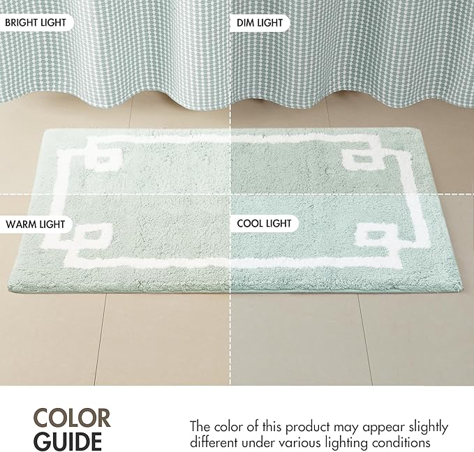 Madison Park Evan 100% Cotton Bathroom Rug Non Slip Backing-Luxrurious Tufted Plush Bath Mat Absorbent, Quick Dry, Spa Design Shower Room Décor, 24x40, Seafoam