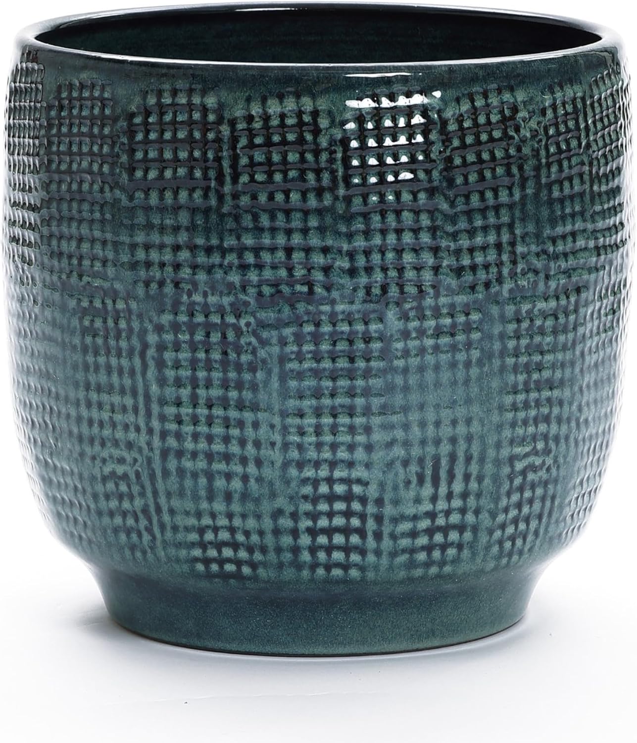 LuxenHome Marina Gray 12-Inch Dia Round Ceramic Planter Pot with Drainage Hole and Rubber Plug, Modern Gradient Glaze Plant Pot, Decorative Flower Garden Pot for Indoor Outdoor Plants