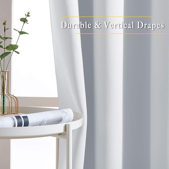 NICETOWN Room Darkening Curtain Panels - Window Treatment Thermal Insulated Grommet Light Blocking Curtains Drapes for Bedroom/Home Office (2 Panels, 46 by 54, Greyish White)