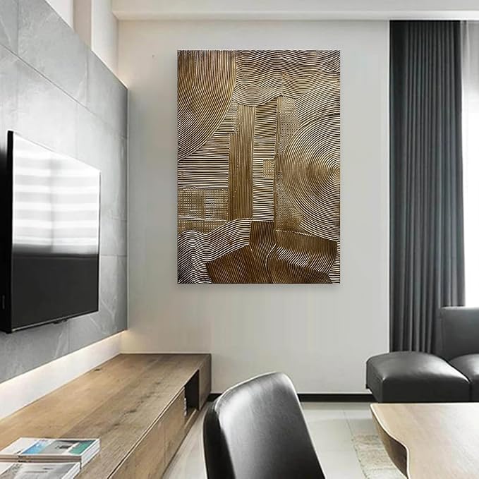 NANKAI Modern Abstract Painting 40x28 Inch Gold Textured Wall Art Deco Painting Frame Art Oil Painting