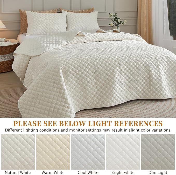 Luxury Soft Velvet Quilt Set Queen Size - Lightweight Velvet Bedding Set for All Season, Oversized Bedspread Coverlet Comforter Set with 2 Pillow Shams, Cream White, Diamond
