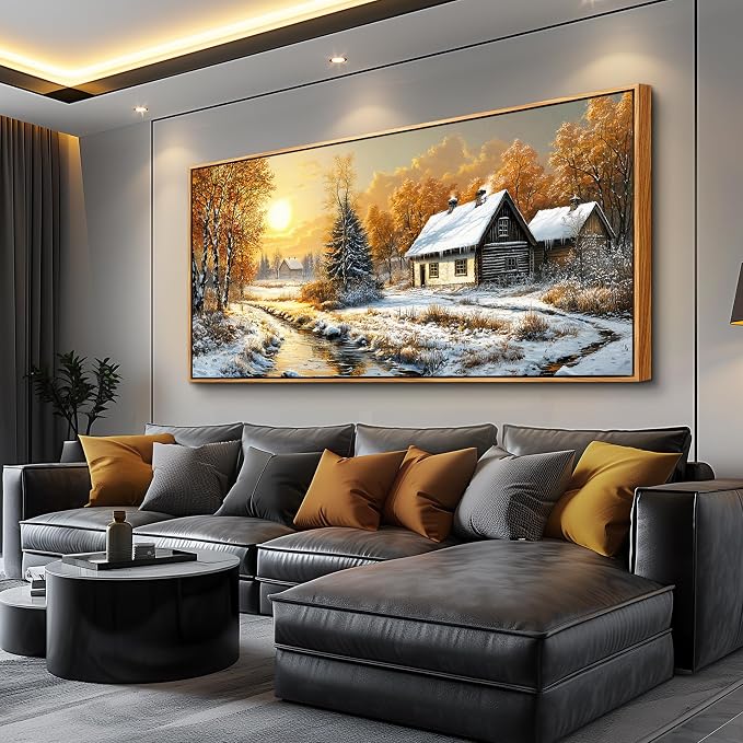 XIGUANGART Large Canavs Wall Art,Landscape Wall Art,Forest Pictures for Bedroom,Nature Paintings Wall Decor,Cottage Artwork for Walls,Vintage Rustic Farmhouse Art Prints for Living Room Kitchen Office