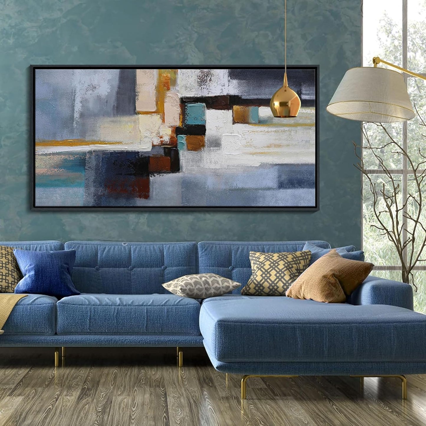 KLAKLA Large Canvas Wall Art - Modern Abstract Picture Artwork for Wall Black Frame Wall Art for Living Room Bedroom Office Painting Art