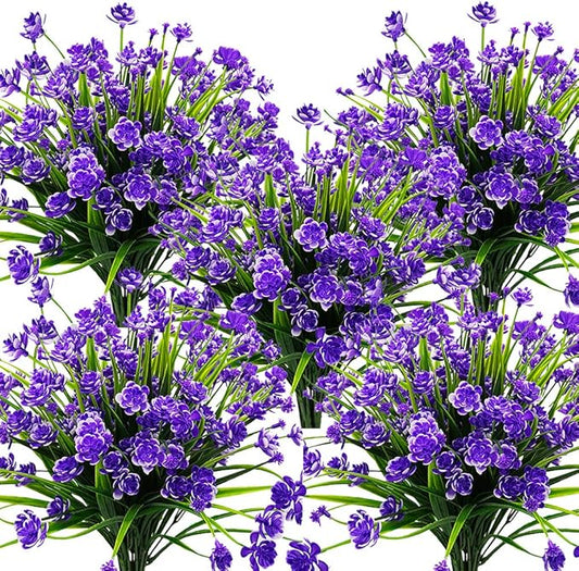 Grunyia 10 Bundles Artificial Daffodil Outdoors Flowers (Blue)