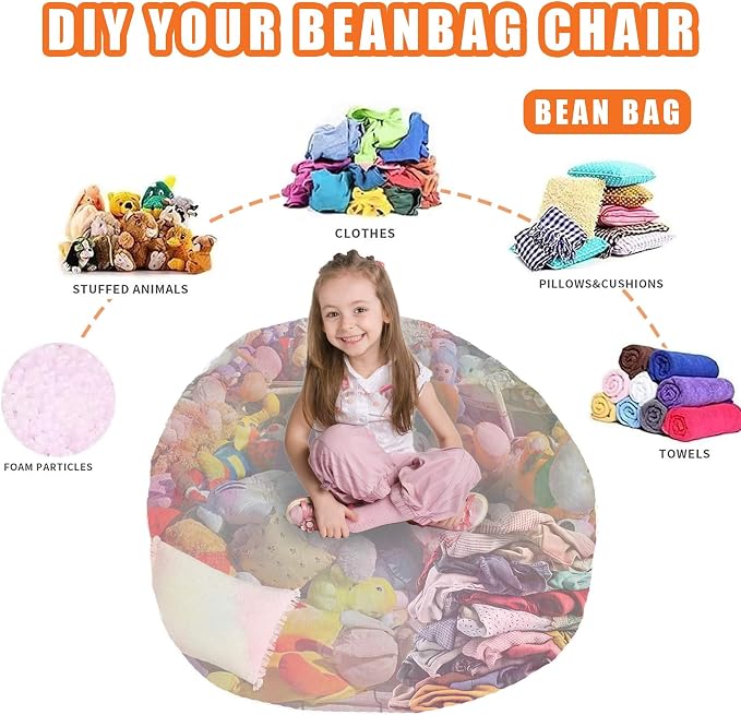 BCU Bean Bag Chairs for Kids and Adults Without Filler (Cover Only) Comfy Plush Fluffy Bean Bag Chair Cover Lazy Sofa Cover for Bedroom Living Room, Peacock Blue