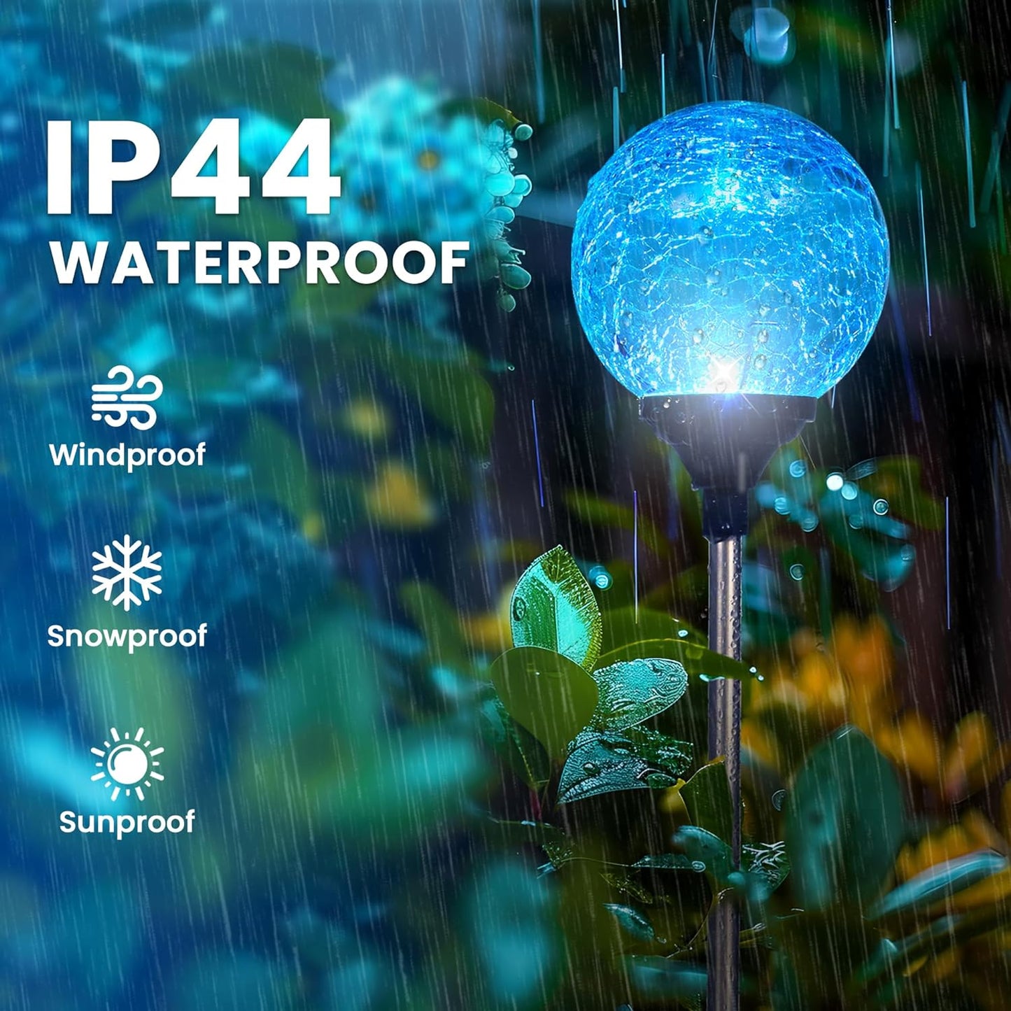 Gigalumi Solar Garden Lights 6 Pack, Solar Globe Lights Outdoor Waterproof, Solar Lights Outdoor Decorative for Yard, Multi-Colored Changing Garden Globes Cracked Glass Ball with LED Lights