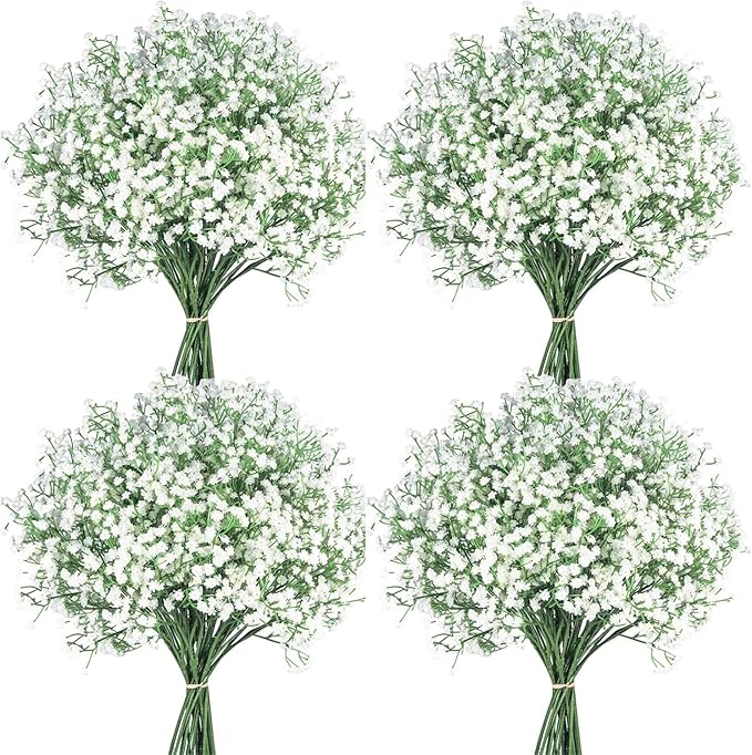 36 Pcs Babys Breath Artificial Flowers, Baby Breath Flowers Artificial Bulk Long Stem Fake Babies Breath Faux Gypsophila White Flowers Artificial for Decoration (No Eucalyptus Stems)