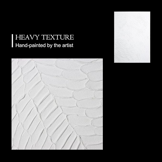 Zessonic White Abstract Wall Art for Living-room - Large Geometry texture Abstract hand-painting artwork Minimalism Contemporary Nordic Decorative for Living Room, Bedroom - 28" W x 40" H