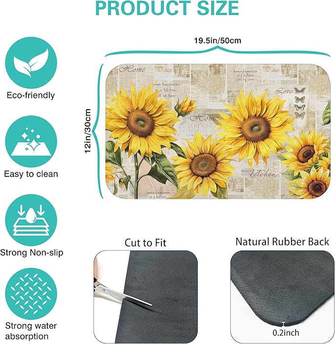 Fun Coffee Mat 19inx12in,Coffee Bar Mat for Countertops,Absorbent Hide Stain Anti-Slip Coffee Bar Accessories Fit Under Coffee Machine Mat,dish Drying Mats for Kitchen