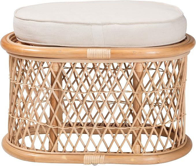 Bali & pari Ladonna Bohemian Natural Rattan Ottoman Footstool