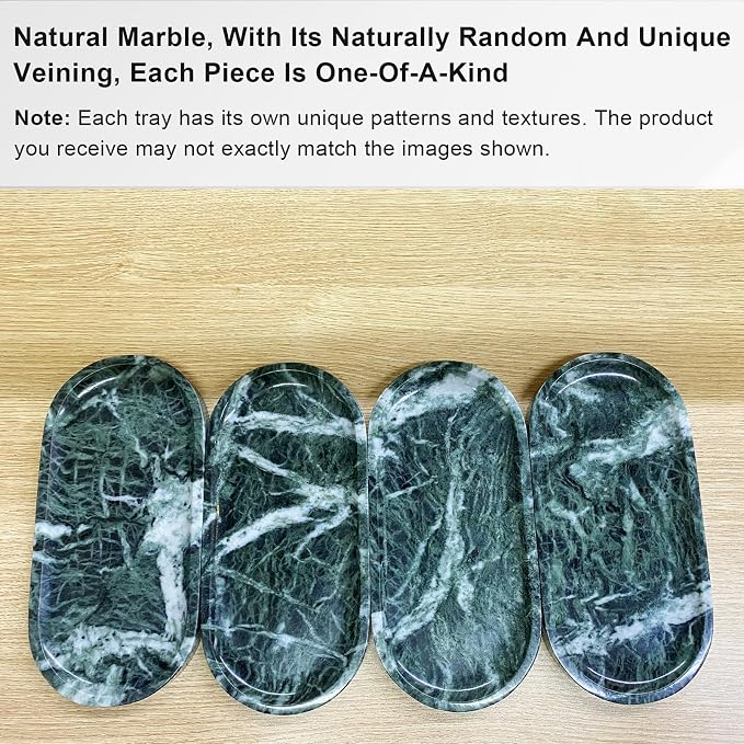 Marble Tray for Kitchen Counter,Stone Tray for Bathroom Countertop,Dresser Vanity Decor Tray,Storage Trays for Perfumes,Candles,Jewelry (Dark Green)