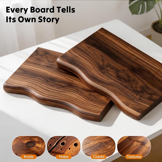 Solid Wood Live Edge Floating Shelves Set of 2 – 12" Rustic Wall Shelf with Hidden Bracket System, Wall Mounted Shelves for Bathroom, Kitchen, Living Room, Bedroom (Walnut)