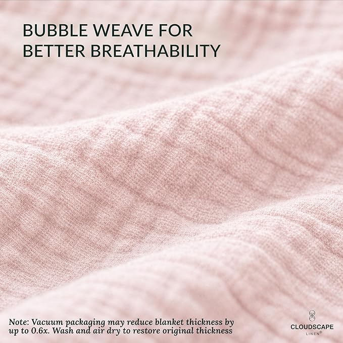 CLOUDSCAPE 4 Layer Muslin Blanket for Adults, 100% Cotton Blanket King Size, 92" x108'' Oversized Fits Upto Cal King Bed, Soft Lightweight Breathable Layering Cotton Summer Blankets - Seashell Pink
