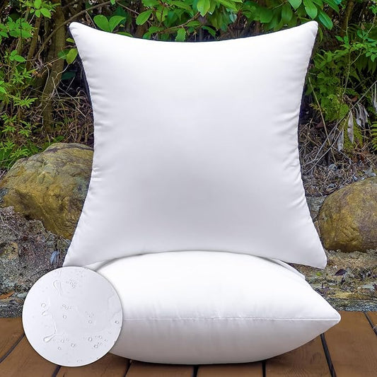 20x20 Outdoor Pillow Inserts Set of 2 Waterproof Hypoallergenic Large Throw Cushion Fillers – Square Polyester White Decorative Pillows for Couch Bed Sofa Patio Furniture – Soft & Firm Support