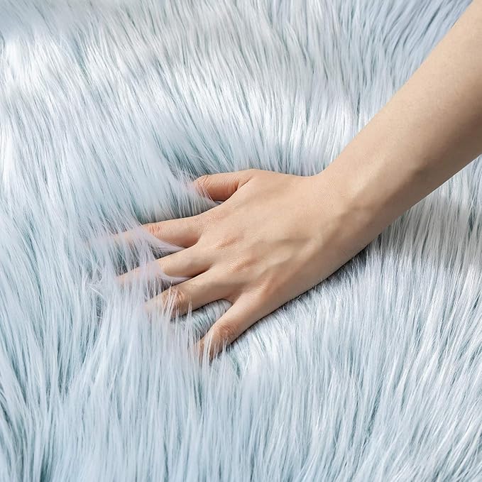 Ashler Faux Fur Rug, Fluffy Shaggy Area Rug, Ultra Soft 4 x 6 Feet Rectangle, Frosted Bottom, Spring Green, Fuzzy, Machine Washable, Shag, Nursery Decor, Throw Rugs for Bedroom, Living Room