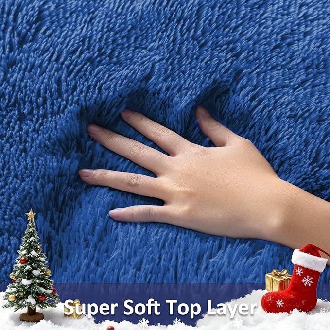 Ophanie 6x9 Blue Rugs for Living Room, Large Fluffy Shag Fuzzy Plush Soft Area Rugs, Floor Shaggy Navy Carpets for Bedroom, Carpet for Kids Boys Girls Dorm Nursery Home Decor Aesthetic