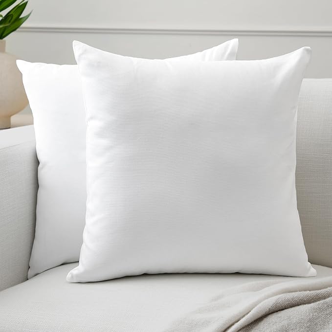 Encasa XO Throw Pillow Covers 20x20 in Set of 2 White | No Inserts | Cotton Pillow Covers for Living Room, Bed, Sofa, Couch | Decorative Cushion Covers with Improved Zipper